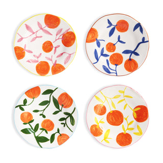 &Klevering Medium Orange Twig Dinner Plates Set of 4
