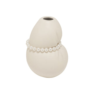 Completedworks B31 Small Matte White Vase with Faux Pearls - La Gent Thoughtful Gifts