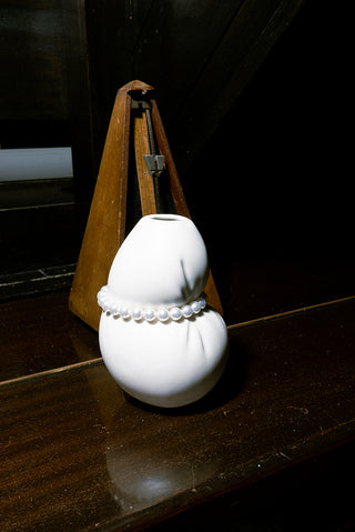 Completedworks B31 Small Matte White Vase with Faux Pearls - La Gent Thoughtful Gifts