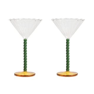 &Klevering Green, Orange & Clear Perle Coupe Set of 2 - La Gent Thoughtful Gifts