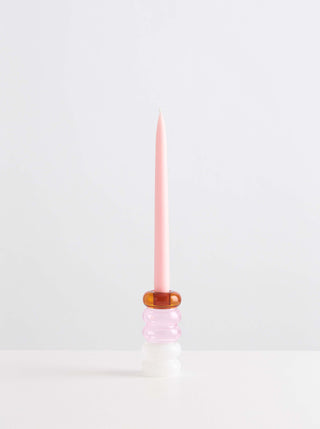 Maison Balzac Grande Amber, Pink & White Borosilicate Glass Candle Holder - La Gent Thoughtful Gifts