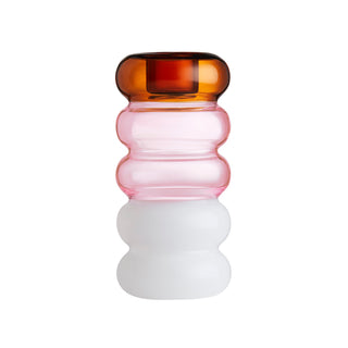 Maison Balzac Grande Amber, Pink & White Borosilicate Glass Candle Holder - La Gent Thoughtful Gifts