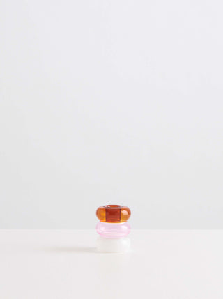 Maison Balzac Amber, Pink & White Borosilicate Glass Candle Holder - La Gent Thoughtful Gifts