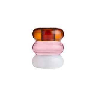 Maison Balzac Amber, Pink & White Borosilicate Glass Candle Holder - La Gent Thoughtful Gifts
