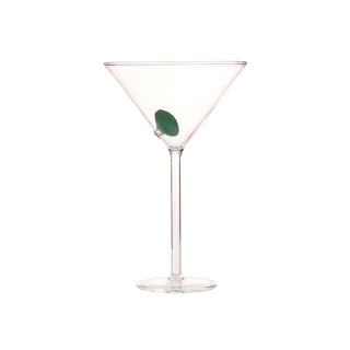 Maison Balzac Clear & Green Olive Martini Glass - La Gent Thoughtful Gifts