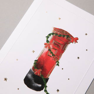 Mount Street Printers Red Postbox Garland Christmas Card Set of 8 - La Gent Thoughtful Gifts
